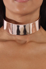Rose Gold Wide Metal Choker - Ceres
