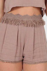 Mocha Fringed Two Piece - Chai