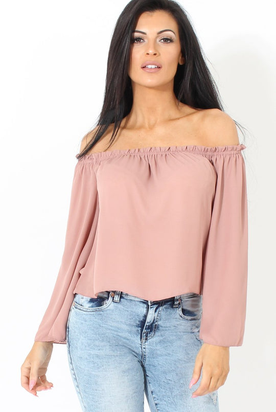 Mauve Bardot Three Quarter Bell Sleeve Crop- Chantelle