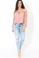 Mauve Bardot Three Quarter Bell Sleeve Crop- Chantelle