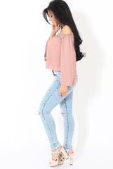 Mauve Bardot Three Quarter Bell Sleeve Crop- Chantelle