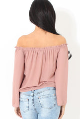 Mauve Bardot Three Quarter Bell Sleeve Crop- Chantelle