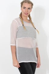 White and Grey Mesh Tee- Chana