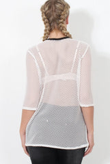 White and Black Mesh Tee- Chana