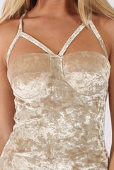 Champagne Crushed Velvet Harness Midi Dress - Chanel