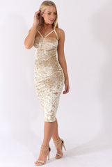 Champagne Crushed Velvet Harness Midi Dress - Chanel