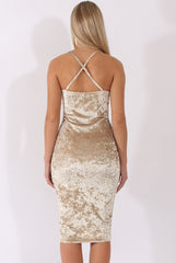 Champagne Crushed Velvet Harness Midi Dress - Chanel