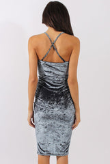 Teal Crushed Velvet Harness Midi Dress - Chanel