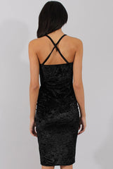 Black Crushed Velvet Harness Midi Dress - Chanel