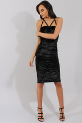Black Crushed Velvet Harness Midi Dress - Chanel