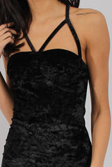 Black Crushed Velvet Harness Midi Dress - Chanel