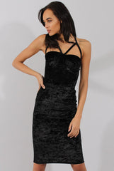 Black Crushed Velvet Harness Midi Dress - Chanel