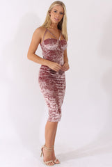Mauve Crushed Velvet Harness Midi Dress - Chanel