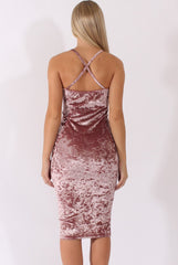 Mauve Crushed Velvet Harness Midi Dress - Chanel