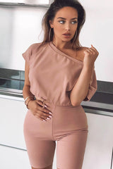 Mauve Drawstring Top Cycling Short Loungewear Co-ord - Krissa