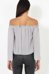 Grey Bardot Three Quarter Bell Sleeve Crop- Chantelle