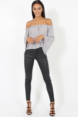 Grey Bardot Three Quarter Bell Sleeve Crop- Chantelle