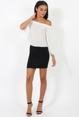 White Bardot Three Quarter Bell Sleeve Crop- Chantelle
