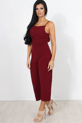 Chantelle Wine High Neck Culotte Jumpsuit