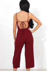 Chantelle Wine High Neck Culotte Jumpsuit