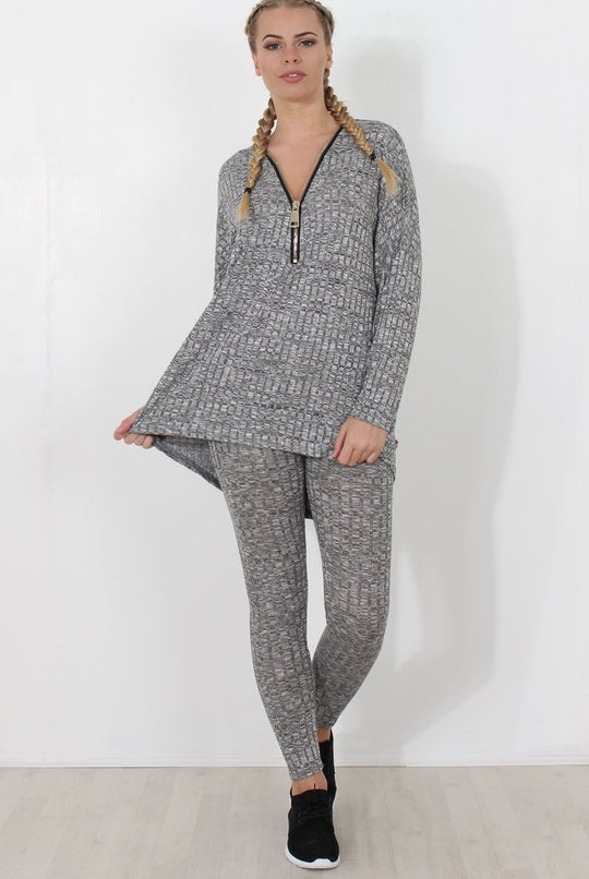 Light Grey V Neck Loungewear Set - Charlene