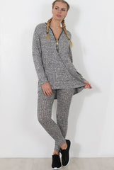 Light Grey V Neck Loungewear Set - Charlene