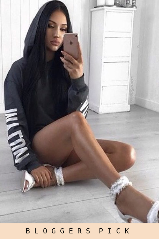 Charcoal 'My Love' Slogan Oversized Hoodie - Tish