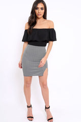 Black Ribbed Frill Bodysuit - Charl