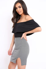 Black Ribbed Frill Bodysuit - Charl