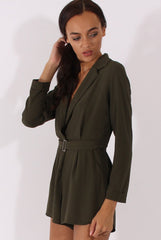 Khaki Utility Belted Playsuit - Charlee