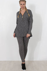 Dark Grey V Neck Loungewear Set - Charlene