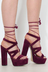 Charles Purple Suede Lace Up Heels