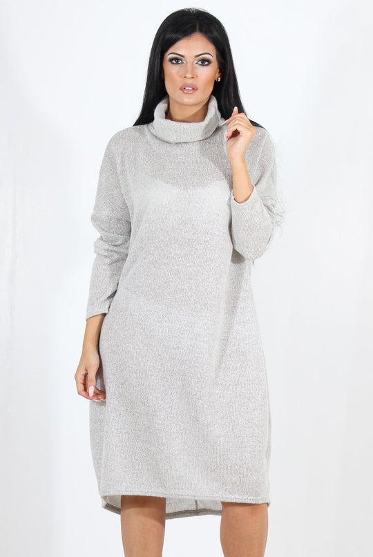 Charley Grey Cowl Neck Oversized Jumper Dress