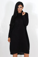 Charley Black Cowl Neck Oversized Jumper Dress
