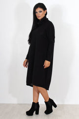 Charley Black Cowl Neck Oversized Jumper Dress