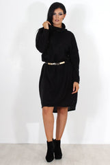 Charley Black Cowl Neck Oversized Jumper Dress
