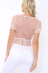 Pink Mesh Embroidered Top - Charlie