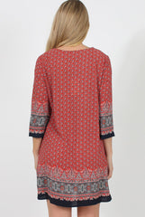Red Print Shift Dress - Charlotte