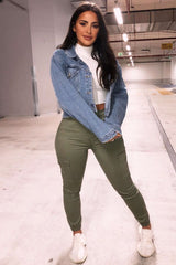 Khaki Denim Cargo Jeans - Destany