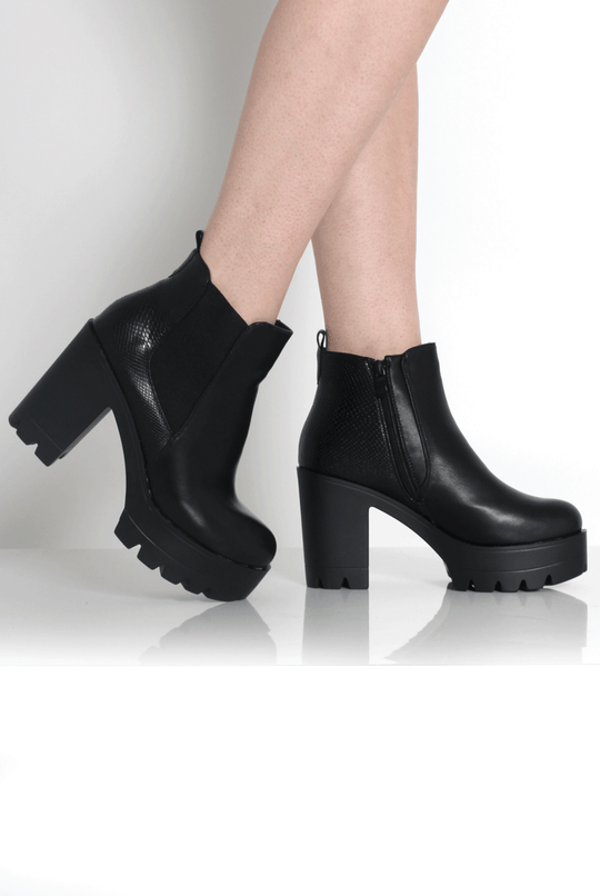 Lupe Black Snake Platform Ankle Boots
