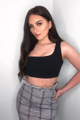 Tartan Hound-Tooth Ruffle Hem Mini Skirt - Abagail