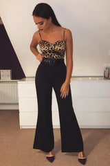 Black Tailored Wide Leg Belted Trousers - Chenelle