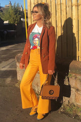 Mustard Tailored Wide Leg Belted Trousers - Chenelle