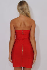 Red Bandage Bandeau Mini Dress - Cherise