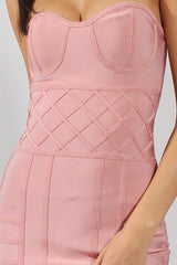 Pink Bandage Bandeau Mini Dress - Cherise