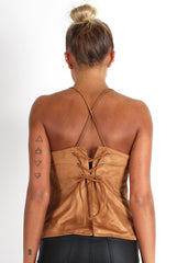 Cherry Tan Tie Back Top
