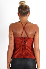 Cherry Rust Tie Back Top