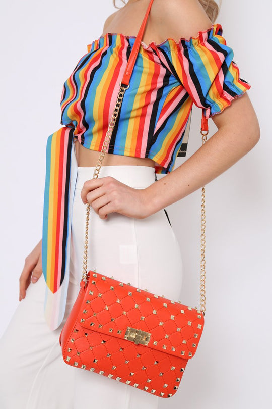 Scarlet Studded Cross Body Bag - Cherry