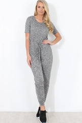 Grey Tie Waist Jumpsuit - Cheryl