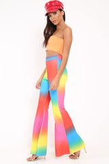 Multi Coloured Rainbow Flared Trousers - Chessa